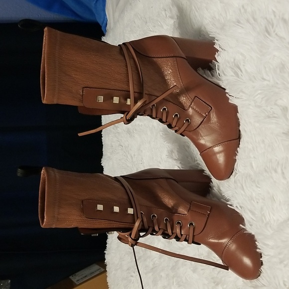 Stuart Weitzman Veruka Leather Lace Up Boots Size 36.5 Color Dark Tan - Picture 5 of 15